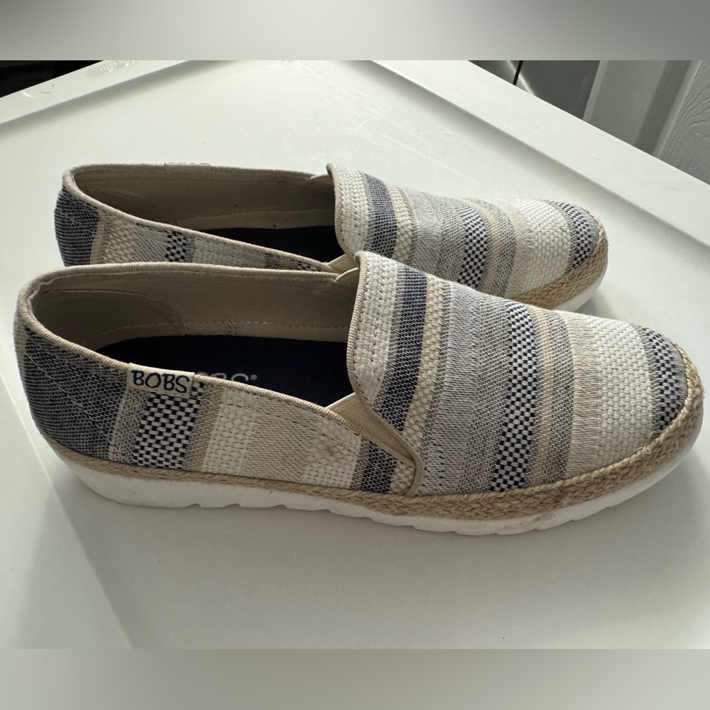 Bobs from Skechers Navy and Beige Slip-On Shoes memory foam